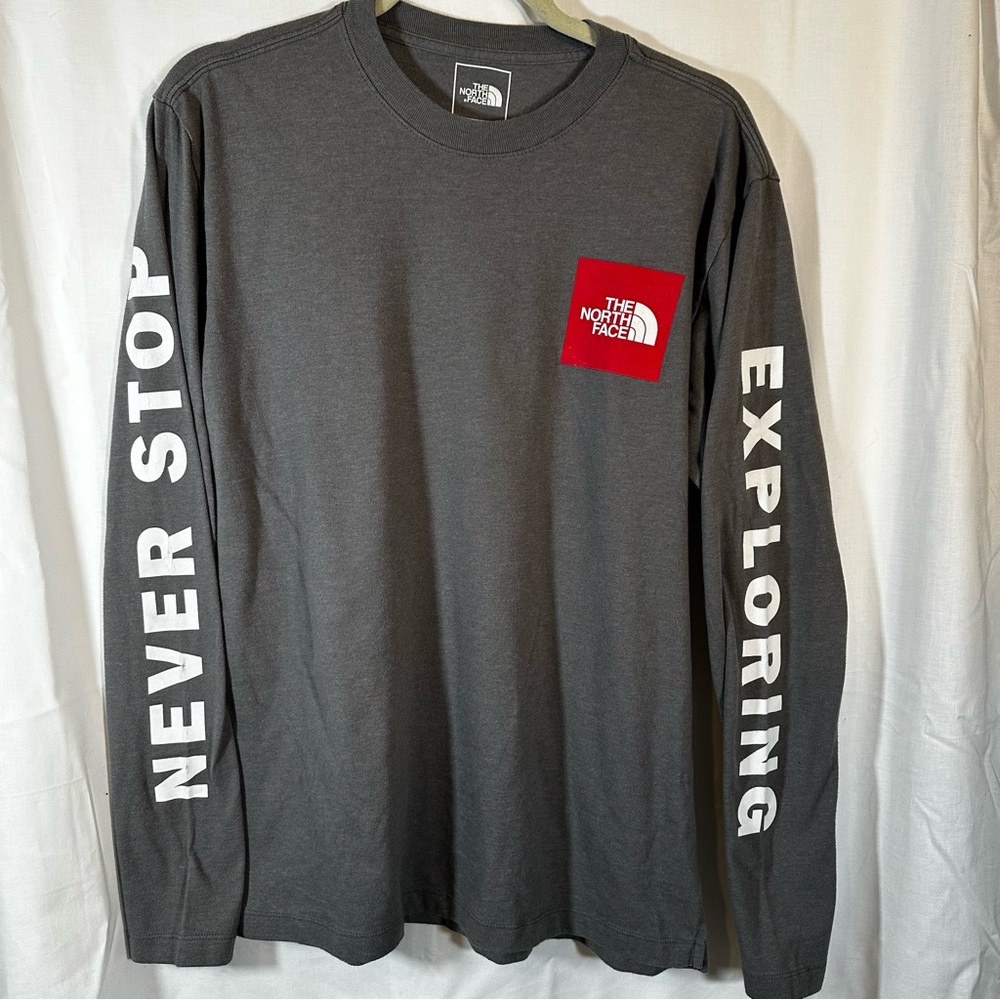 The North Face grey long sleeve Never Stop Exploring t-shirt men’s medium